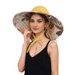 Wide Brim Sun Hat with Ponytail Hole Neck Tie Closure and Patterned Lining for UV Protection and Outdoor Style