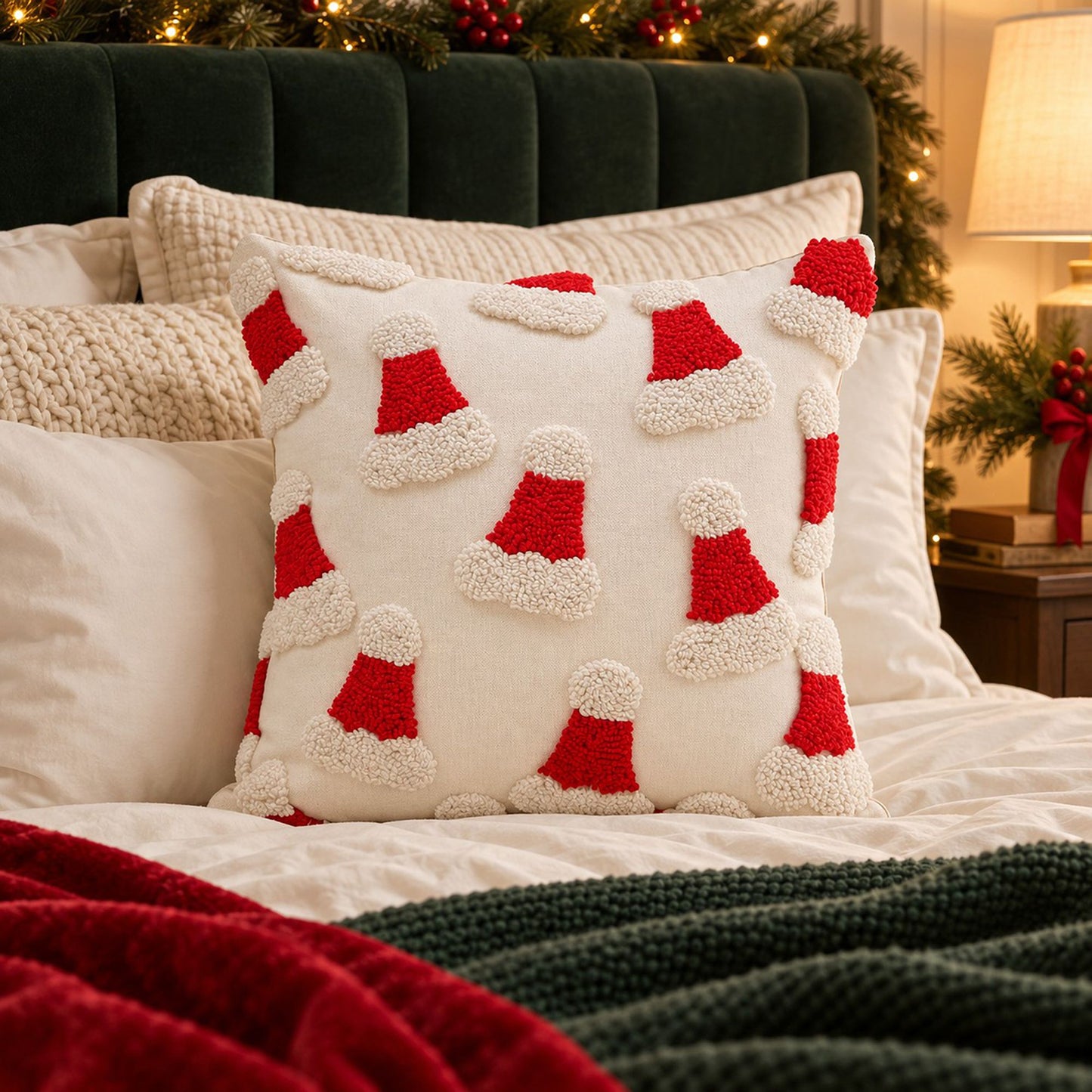 Christmas Tufted Decorative Throw Pillow Cover