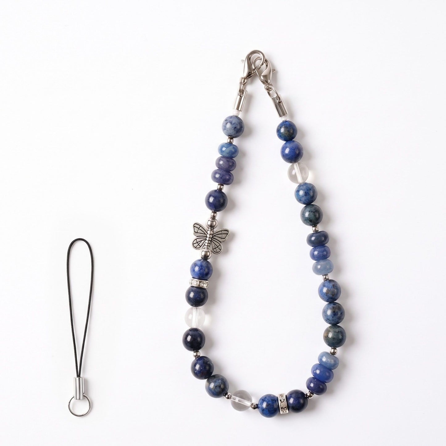 Beaded Phone Wrist Strap with Butterfly Charm