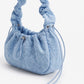 Floral Embroidered Ruched Shoulder Bag with Drawstring Closure 11x8.3x3in