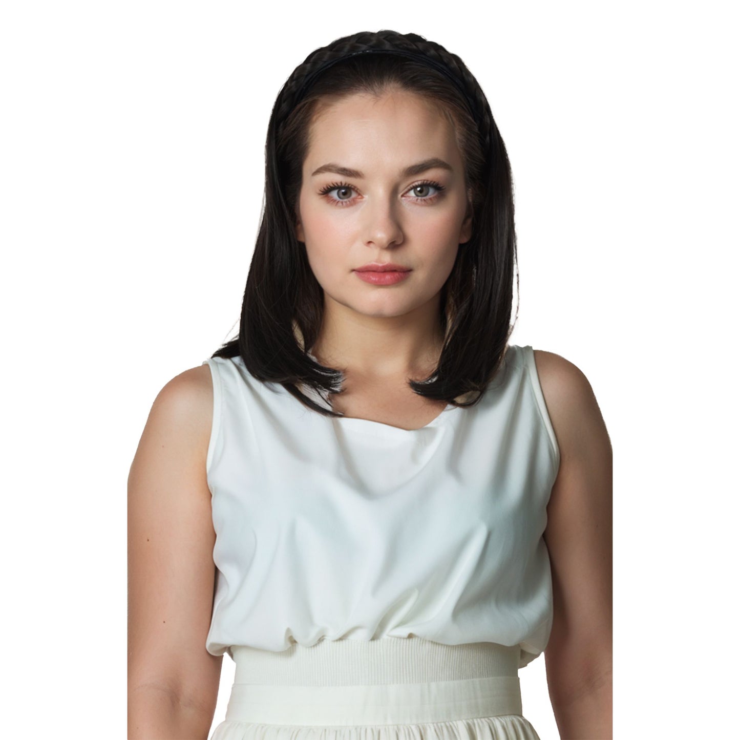 Braided Hairband Wig with Straight Shoulder Hair Extensions Casual Hairpiece for Holiday