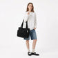 Corduroy Tote Bag Large Capacity Shoulder Bag with Side Pockets and Zipper Closure