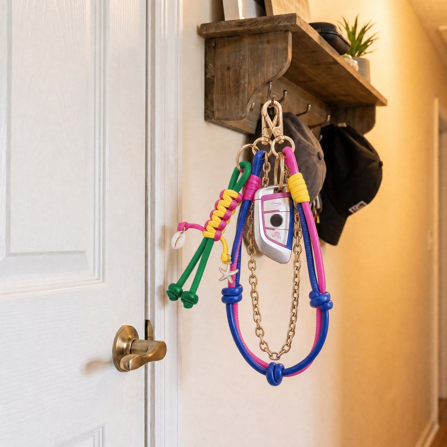 Layered Cord Chain Belt Loop Bag Charm