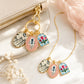 3pc Scenic Artwork Keychain Bag Charm Set with Gold Tone Trim for Bags and Keys