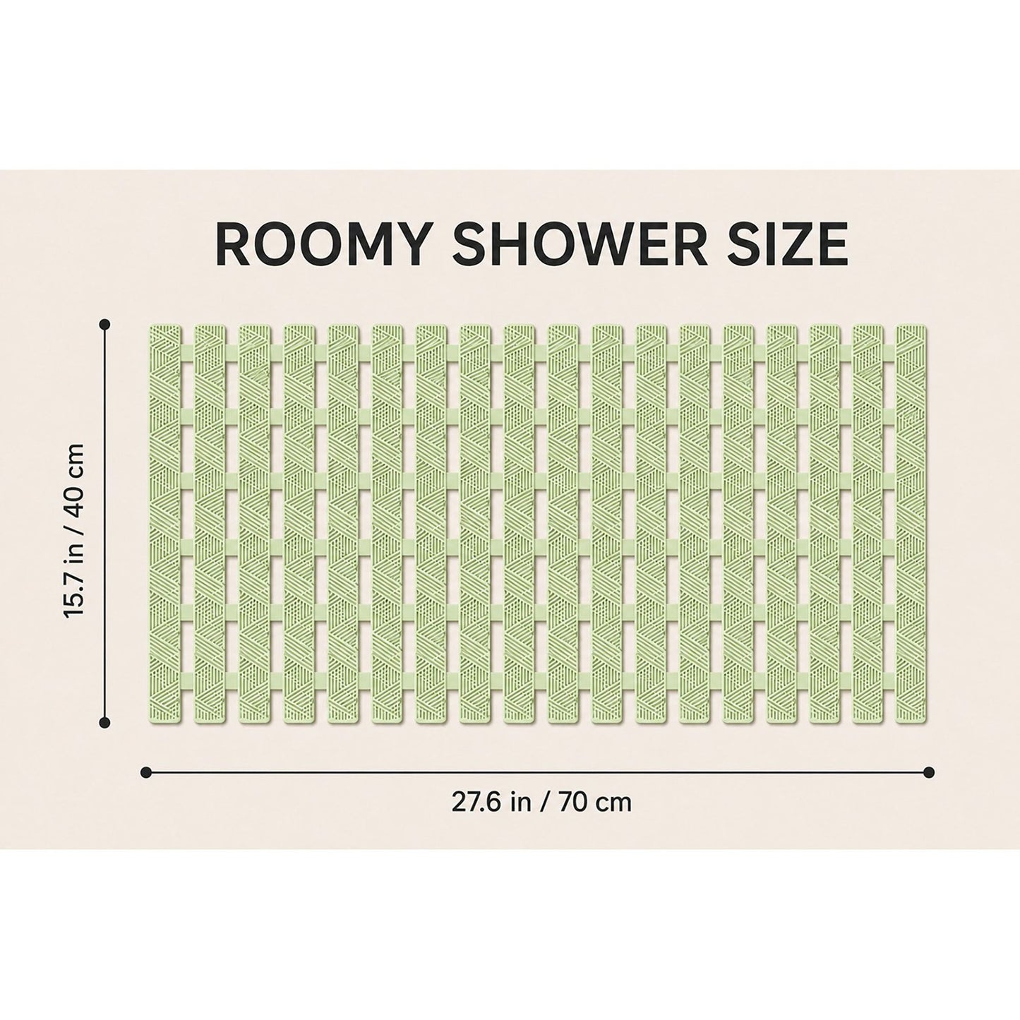 Slatted Nonslip Shower Mat Quick Drain Bath Mat 15.7 x 27.6 Inches