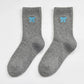 3-Pair Bow Embroidered Crew Socks Set, Ribbed Knit Casual Hosiery