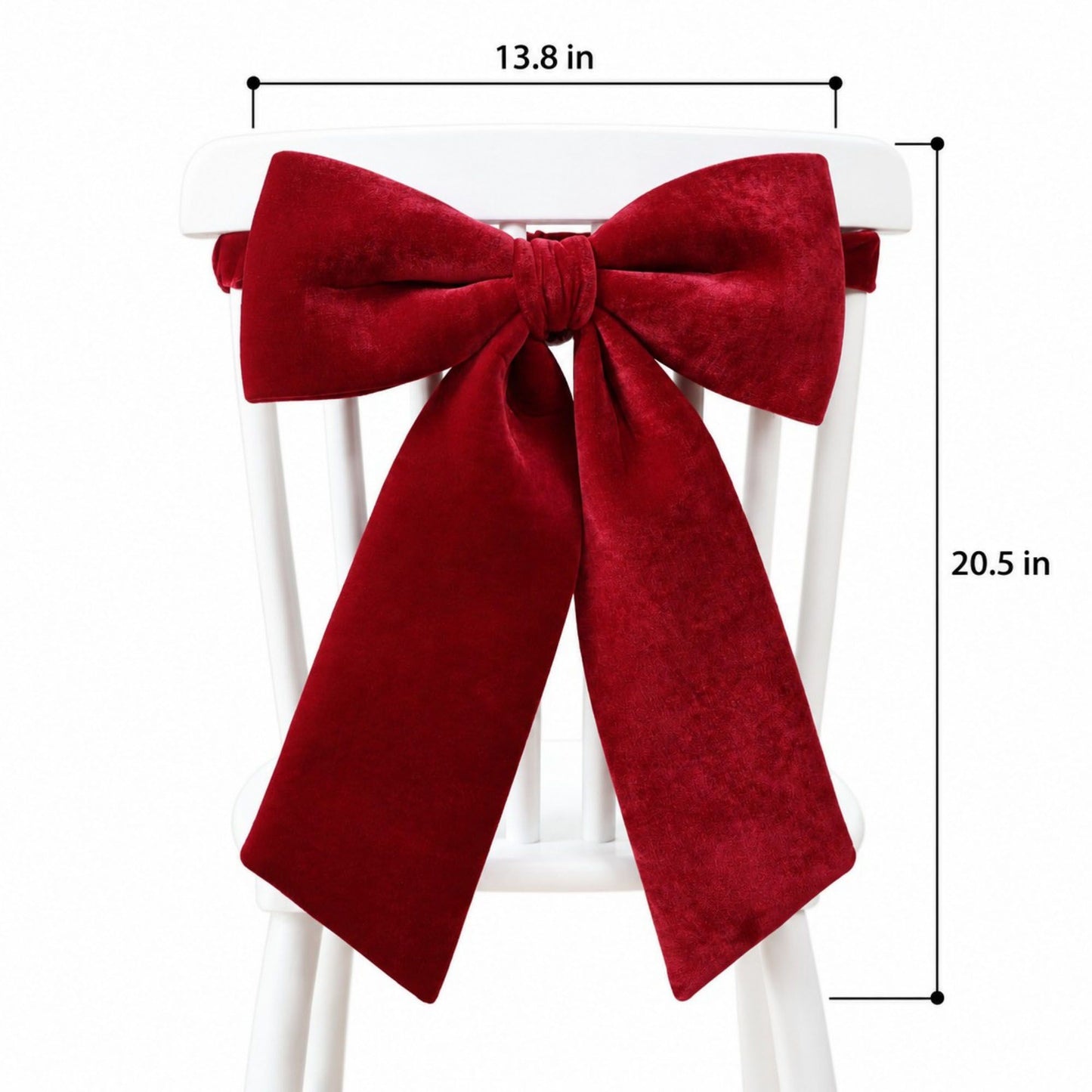 Burgundy Fabric Christmas Chair Bow Decoration