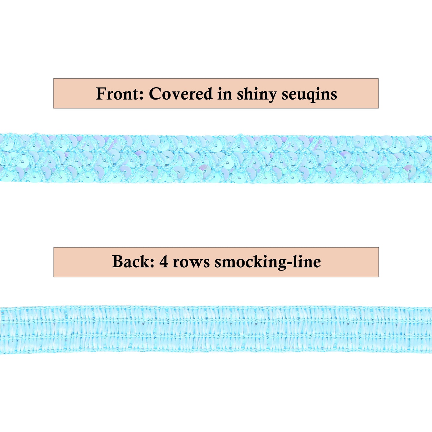 Sewing Sequin Trim 0.9 Inch 4 Row, 25 Yards Glitter Sequin Ribbon Metallic Stretch Bling Strip DIY Craft Decoration