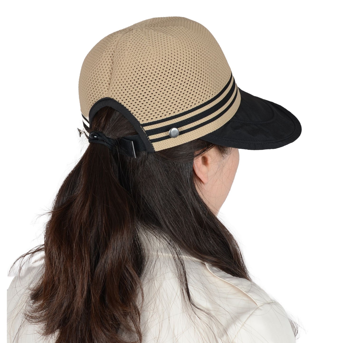 Breathable Mesh Sun Visor Cap with Ponytail Slot Adjustable Strap and Wide Brim for Outdoor Hiking and Summer Travel