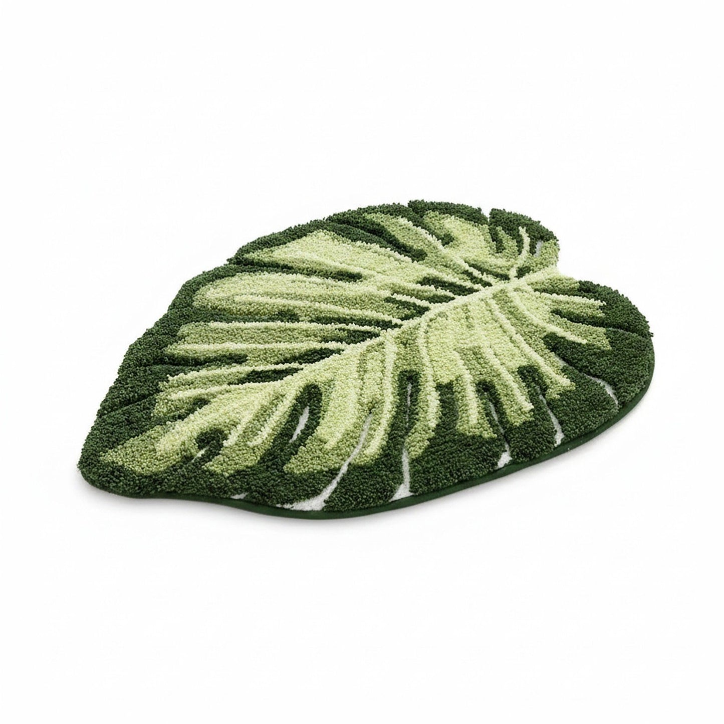 Tufted Floor Mat with Tropical Leaf Pattern Non Slip Backing Soft Plush Decorative Indoor Entryway Bathroom Rug