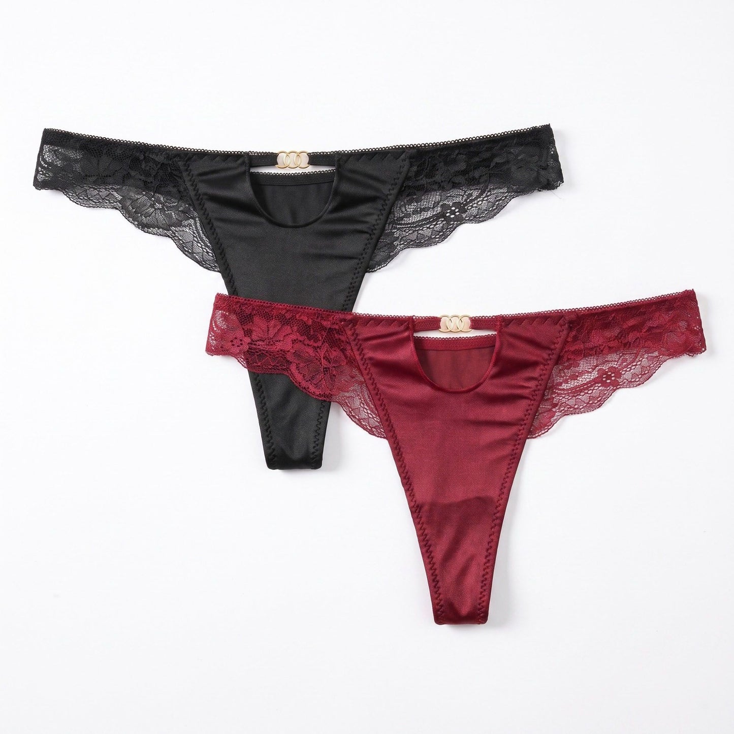 2 Pack Lace Side Cutout Thong Underwear