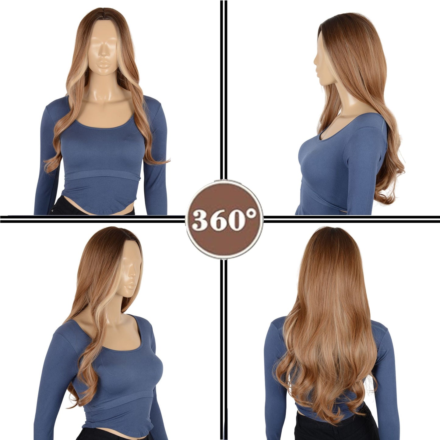 Long Wavy Wigs 27 Inch Middle Part Curly Wig for Daily Party Use