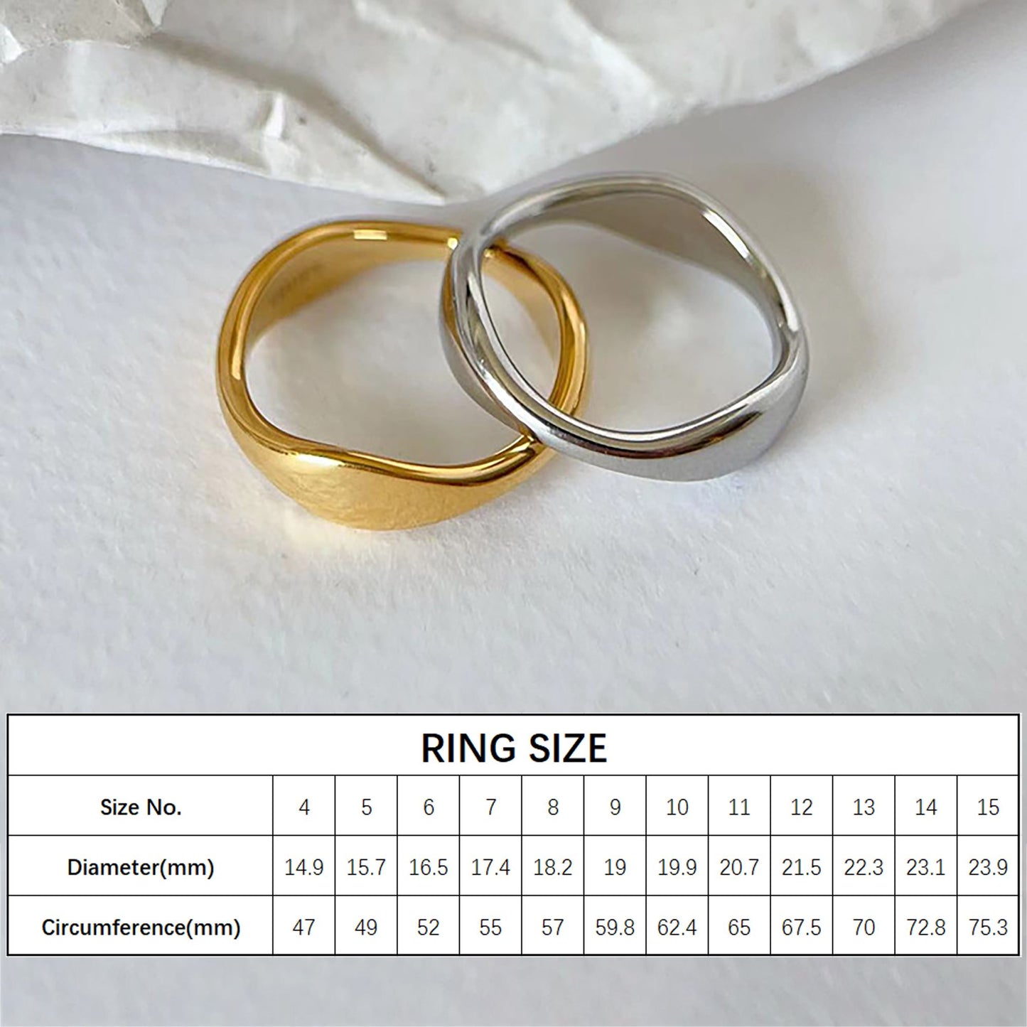Women's Titanium Steel Irregular Band Ring - Hypoallergenic Durable Statement Ring