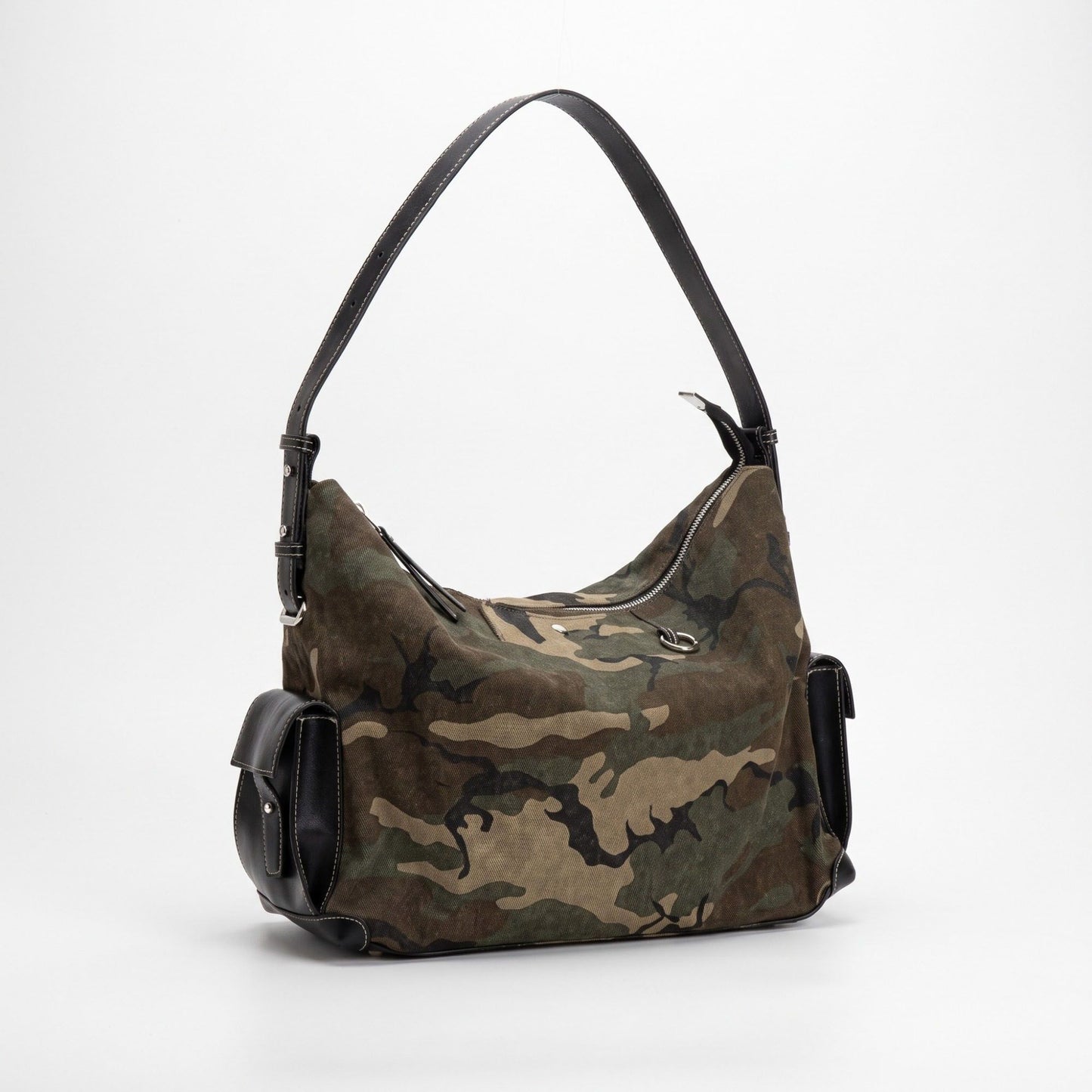 Camouflage Shoulder Bag Adjustable Strap Multi Pocket Hobo Handbag