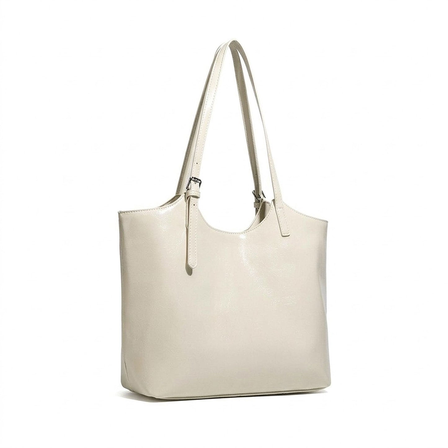 Large Faux Leather Tote Bag with Adjustable Double Shoulder Straps