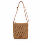 Textured Woven Crossbody Bag with Adjustable Strap Zip Closure and Slip Pocket