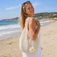 Flower Detail Woven Tote Bag for Women - Lightweight Summer Shoulder Bag for Vacation