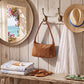 Faux Suede Shoulder Bag with Zipper Closure
