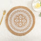 4 Piece Boho Round Placemat Set Woven Look Heat Resistant Table Mats for Dining Table