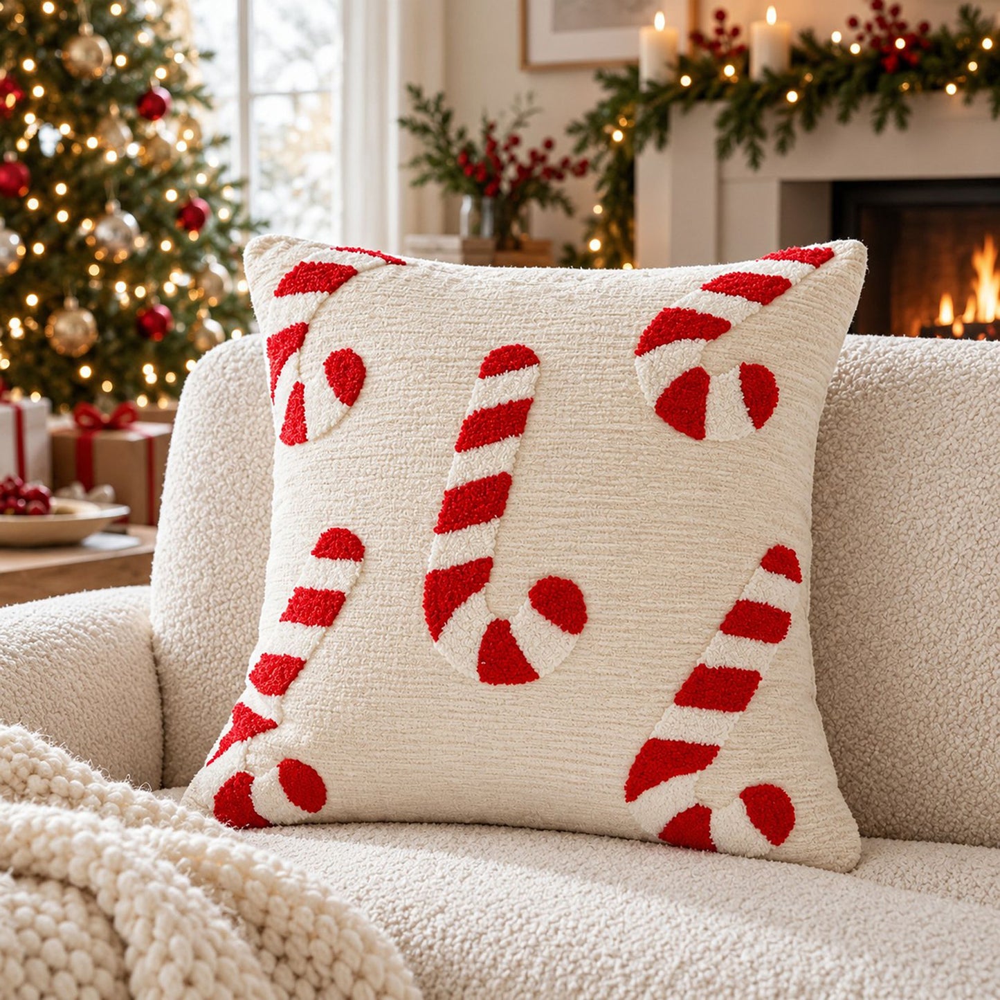 Holiday Tufted Throw Pillow Cover for Couch Sofa or Bed