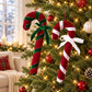 2ct Christmas Candy Cane Hanging Decorations with Bows Red Green and White