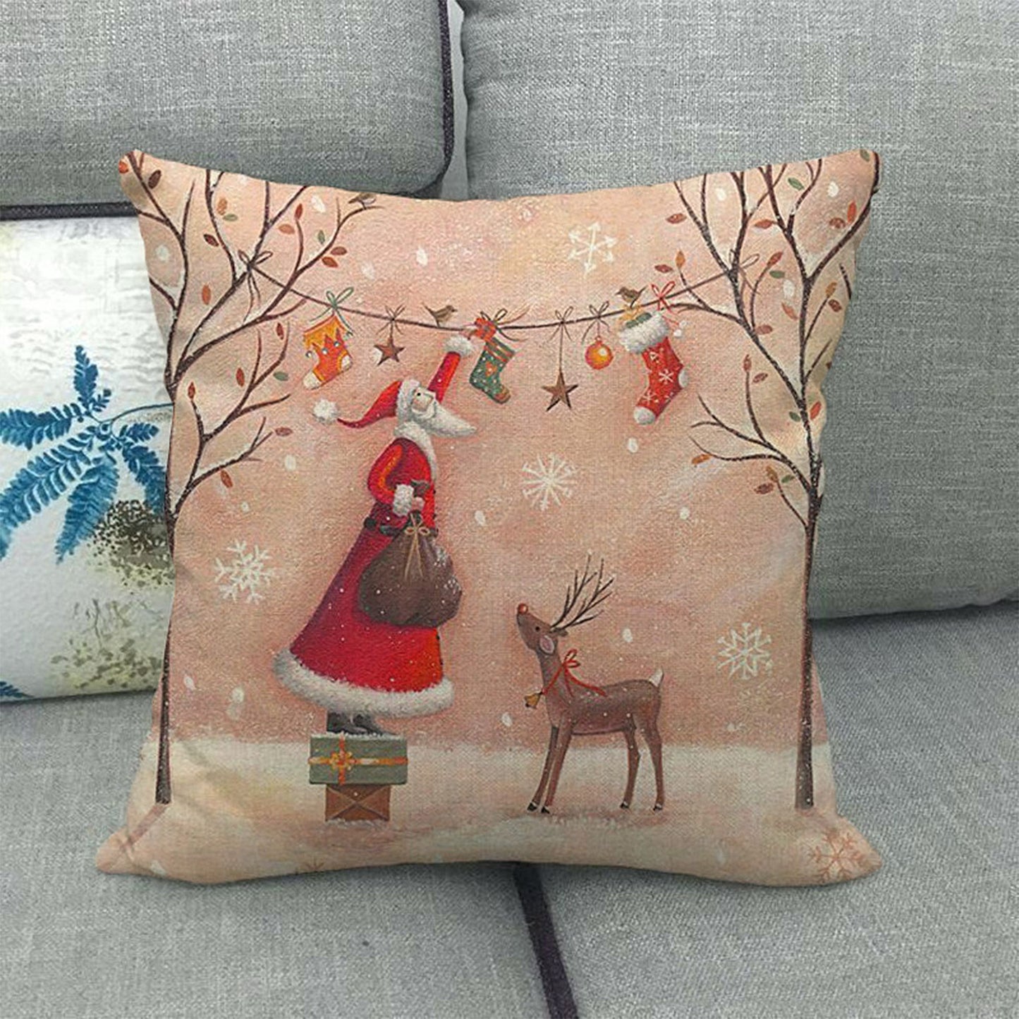 Vintage Winter Throw Comfortable Pillow Cover 18x18in