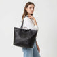 Woven Tote Bag Large Shoulder Handbag with Zipper Closure and Interior Pocket