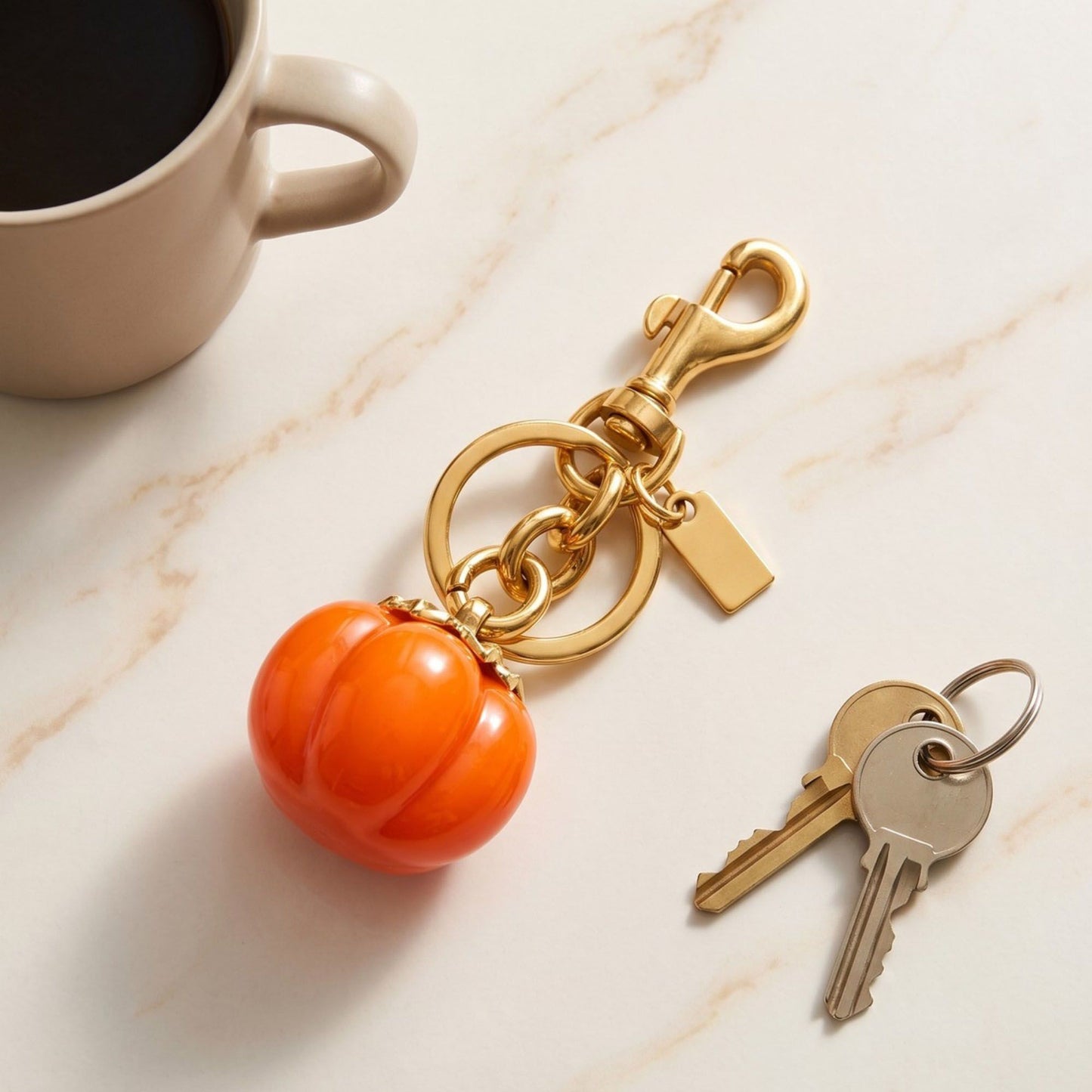 Glitter Pumpkin Keychain and Bag Charm