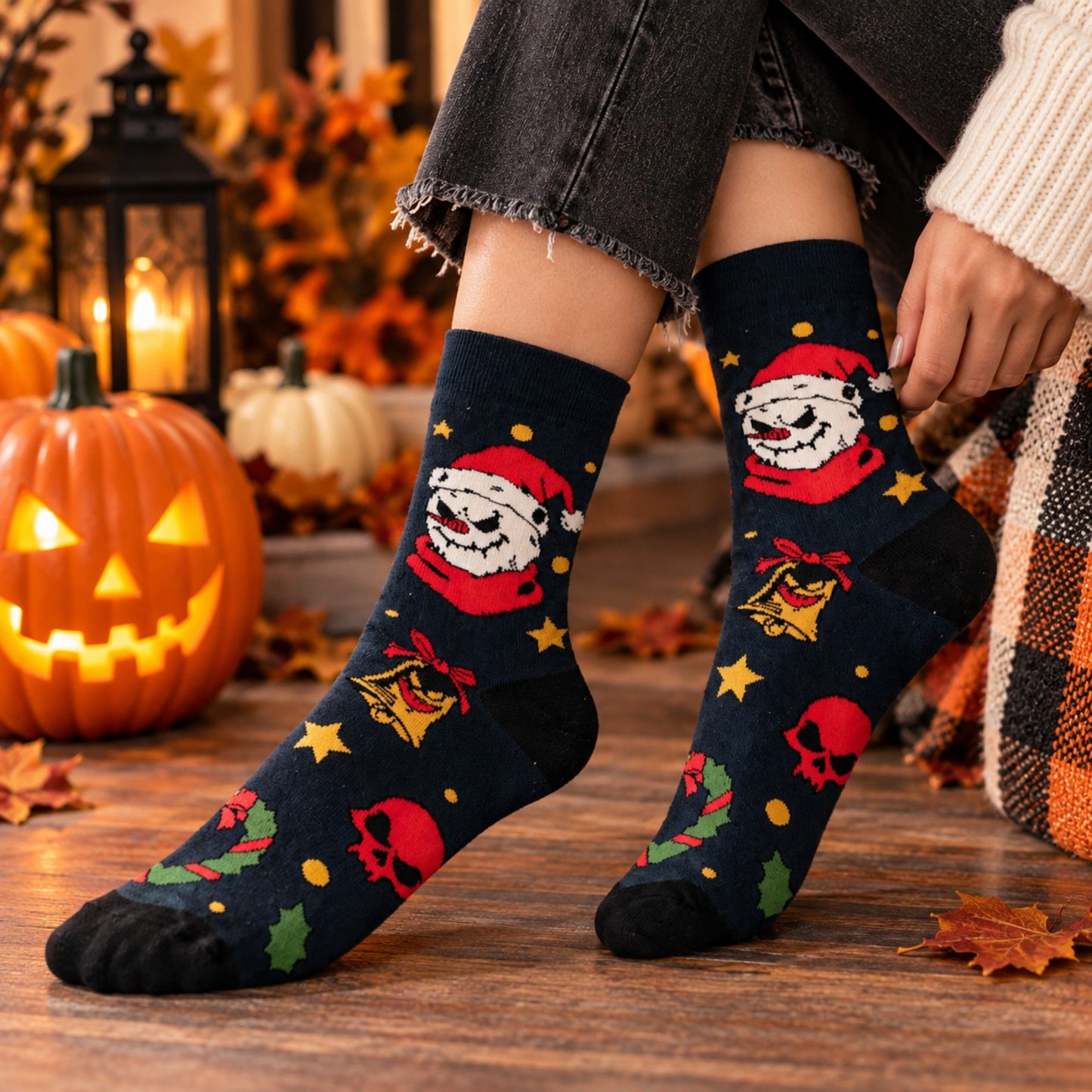 Holiday Novelty Crew Socks 3 Pair Pack Festive Patterns
