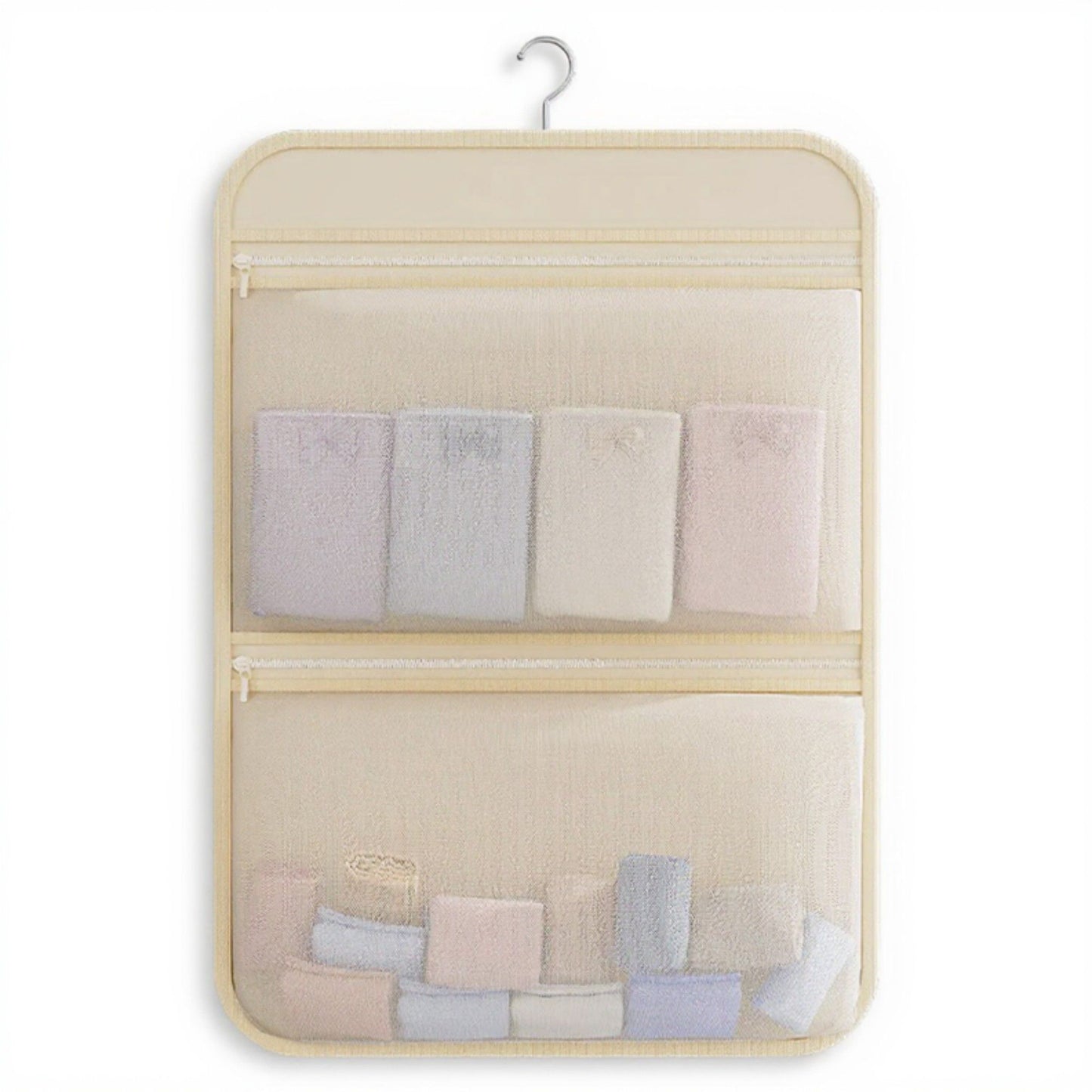 2pcs Women's Hanging Organizer with Dual Zippered Compartments Space-Saving Storage Design for Closets Bathrooms