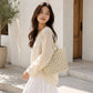 Woven Shoulder Bag with Cutout Design Soft Faux Leather Feel Tote and Inner Pouch