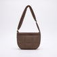Soft Puffy Quilted Crescent Bag with Smooth Padded Panels and Adjustable Shoulder Straps 10.4x3.9x7.9in