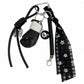 Boxing Glove Keychain Bag Charm with 8 Ball Accent Lace Ribbon and Clip