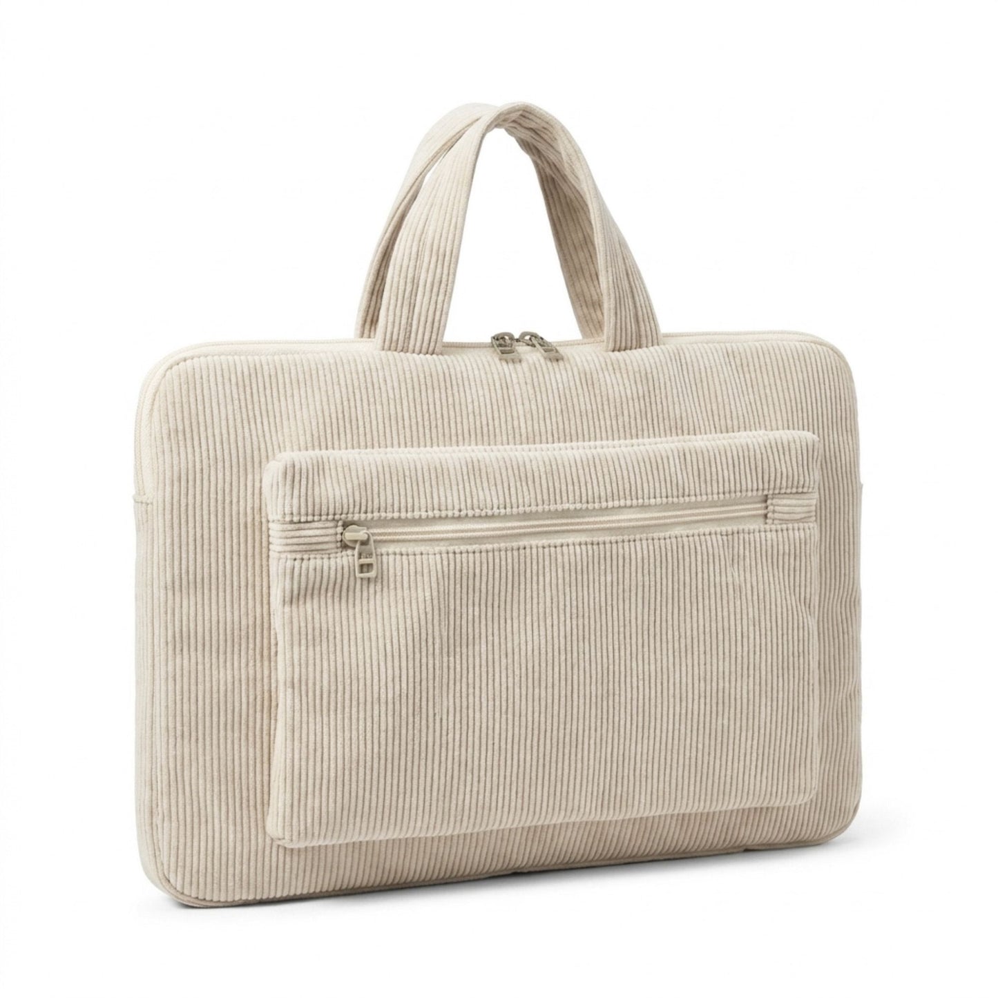 Corduroy Laptop Bag Large Capacity Work Tote with Front Zipper Pocket