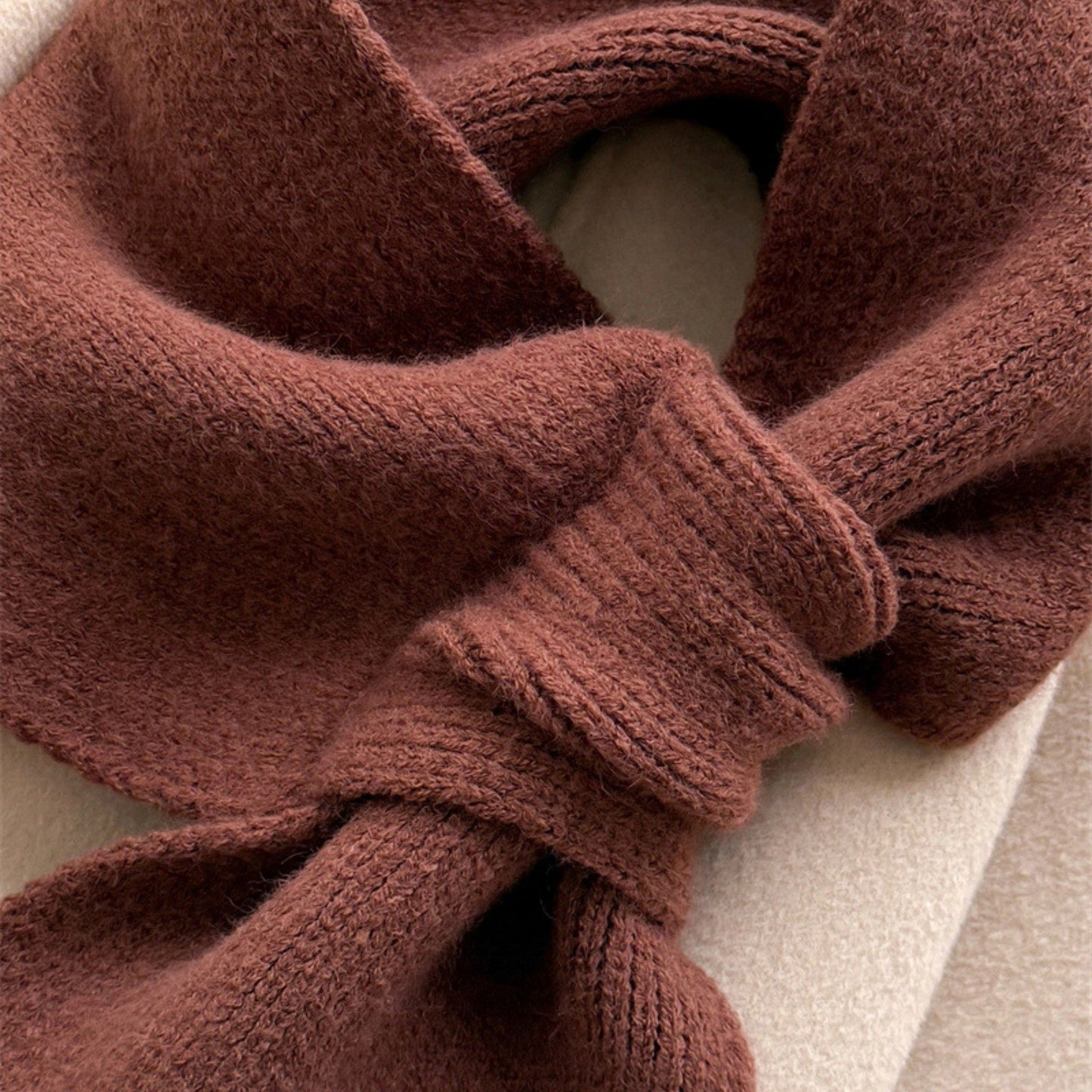 Soft Knit Scarf with Pull-Through Loop Design, Cozy Textured Fabric and Easy Draped Styling for Everyday Wear 29.5x7in