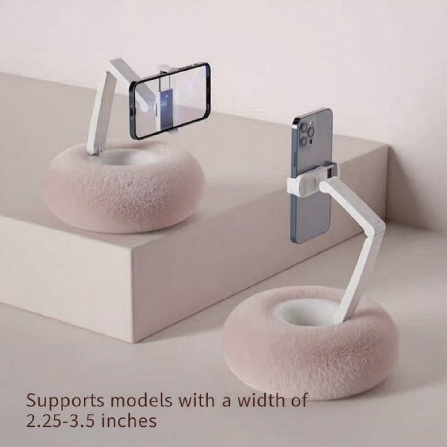 Plush Weighted Phone Stand with Adjustable Folding Holder for Hands-Free Viewing and Device Support