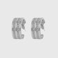 Women's Chain-Textured C-Hoop Earrings with 925 Silver Needles
