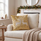 Christmas Reindeer Embroidered Velvet Throw Pillow Cover Gold Holiday Decor
