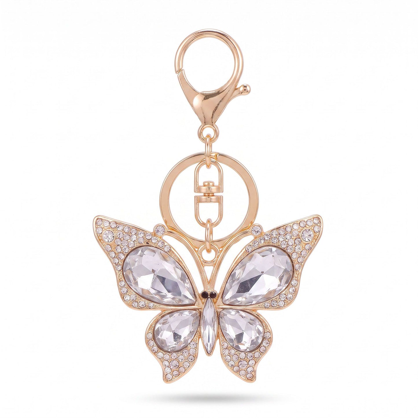 2pc Butterfly Rhinestone Keychain Bag Charm with Lobster Clasp