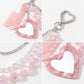 Layered Beaded Bag Charm Chain with Heart Mirror and Mini Comb
