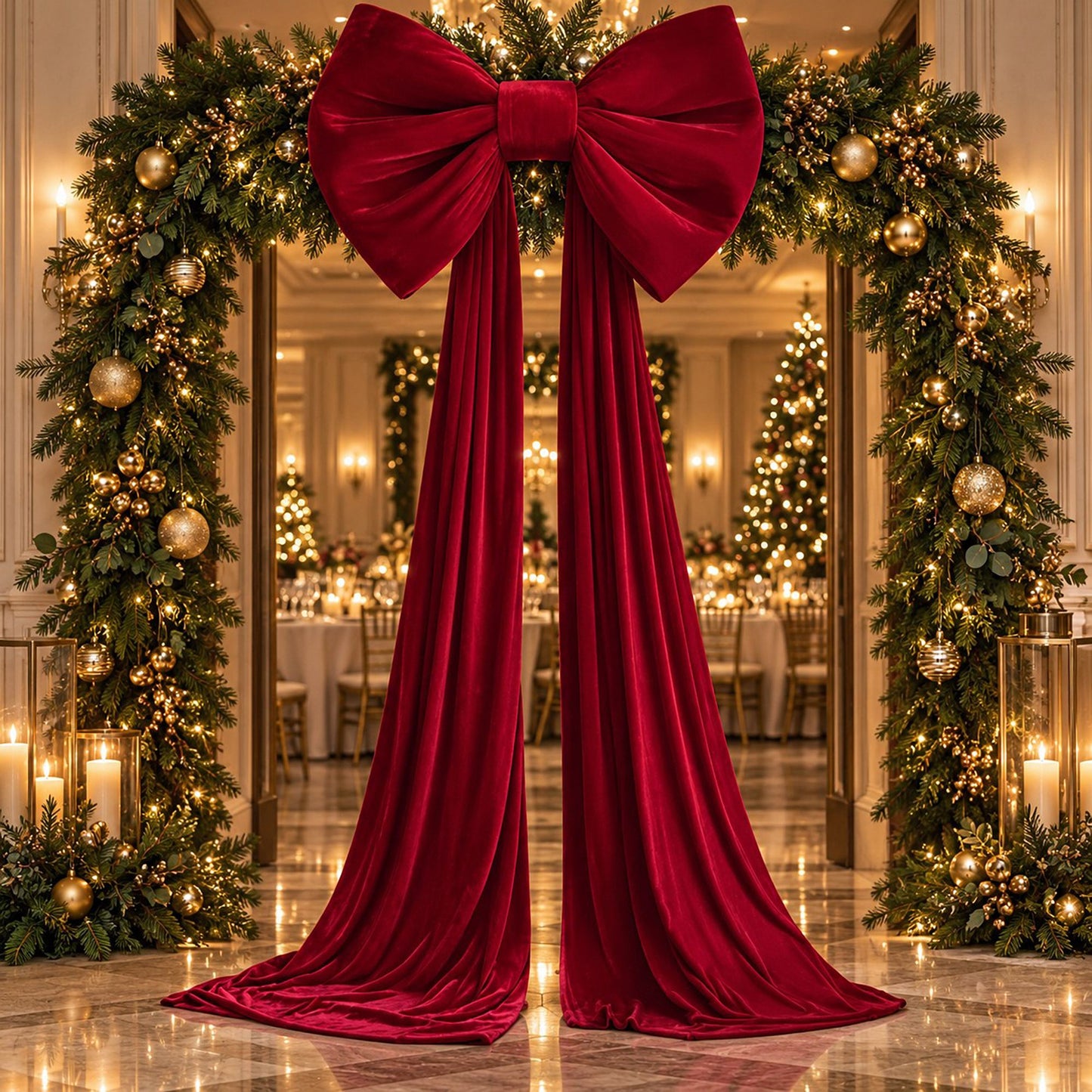 Velvet Bow Decoration for Trees Wreaths and Parties