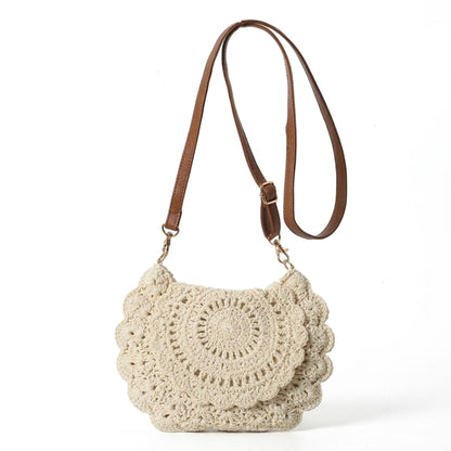 Crochet Crossbody Bag with Scalloped Flap and Adjustable Strap