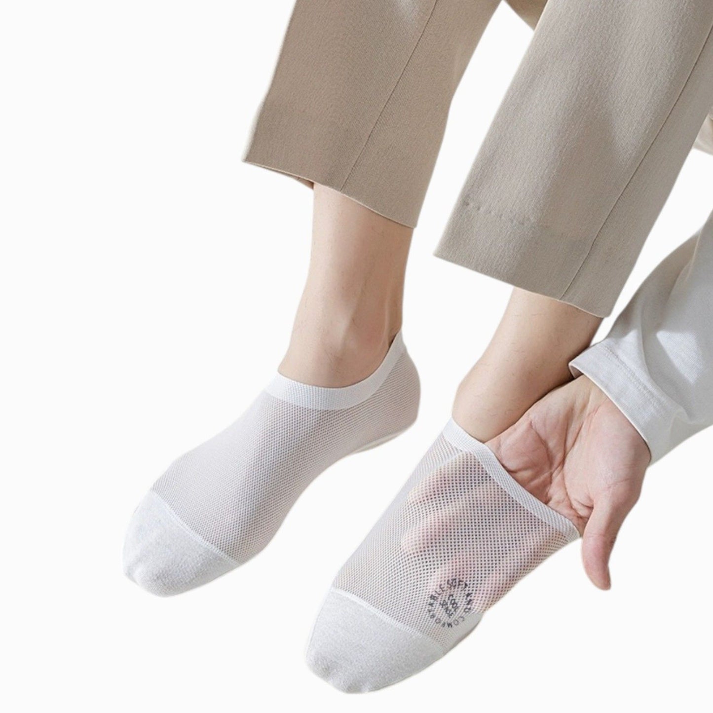 Men's No-Show Mesh Socks with Non-Slip Silicone Heel Grip and Breathable Low-Cut Design 3-Pack