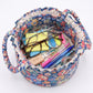 Floral Quilted Fabric Storage Basket with Carry Handles