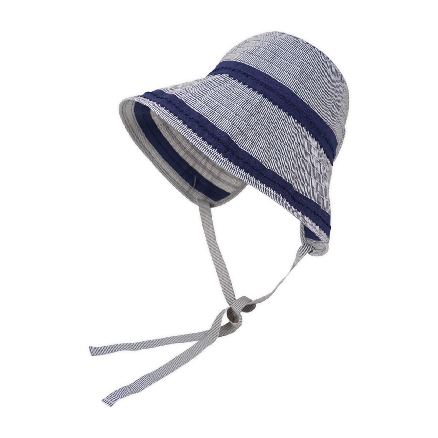 Striped Bucket Sun Hat Wide Brim Adjustable Chin Strap Packable Beach Hat