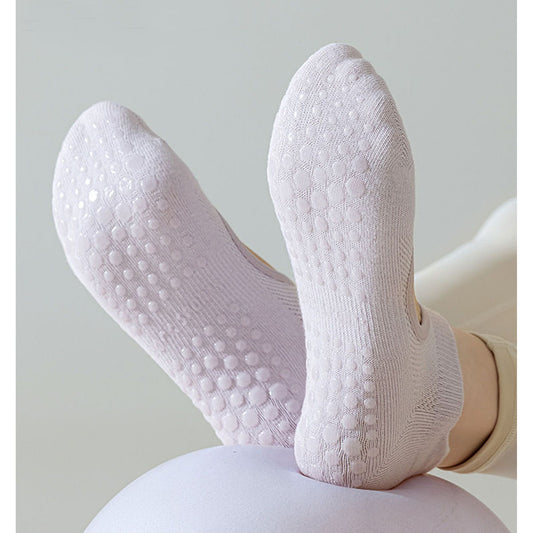 4 Pairs Non-Slip Yoga Socks Soft Cotton Grip Sole Low-Cut Design with Arch Ventilation for Pilates Barre