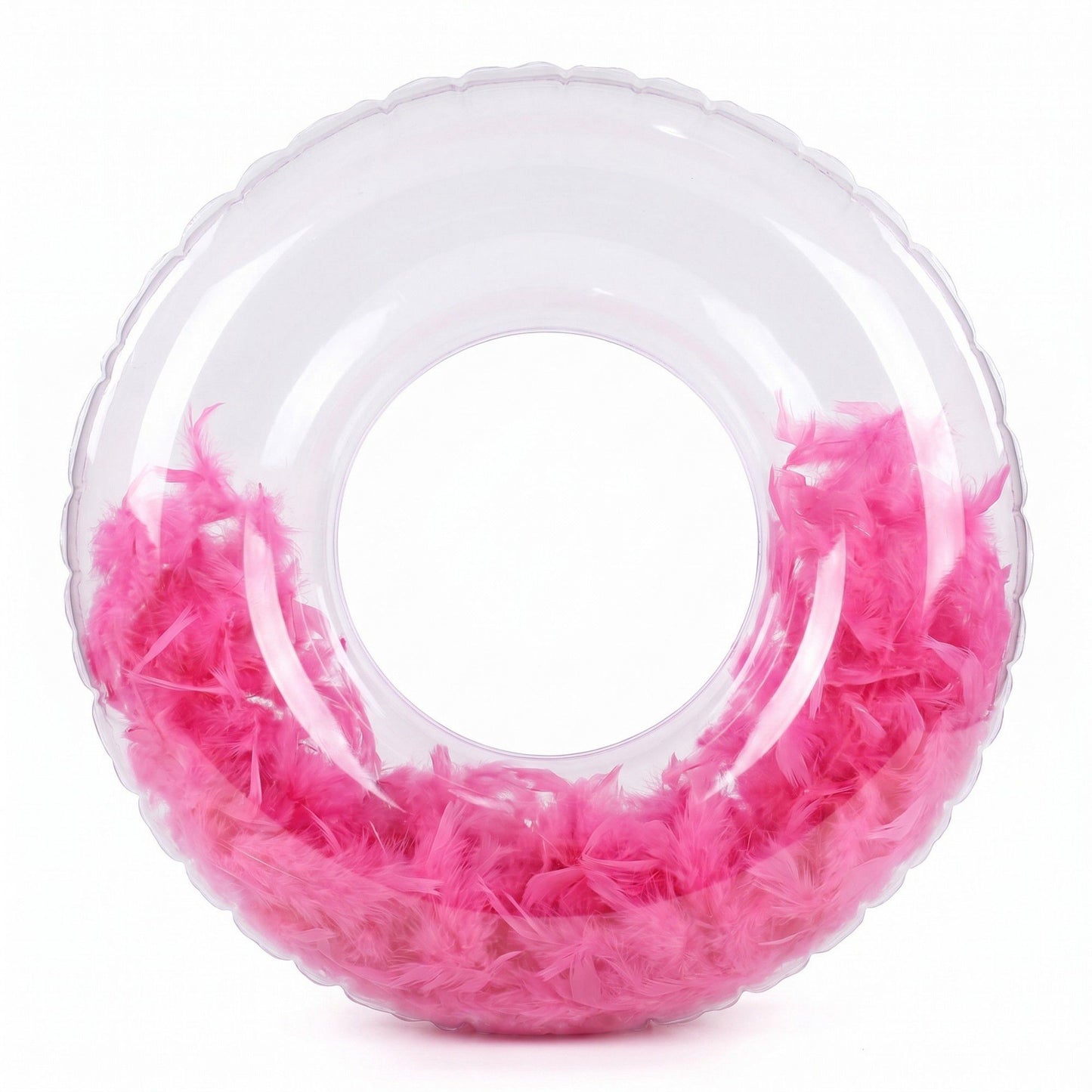 Clear Feather Inflatable Pool Ring with Blue Accent Fill