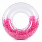 Clear Feather Inflatable Pool Ring with Blue Accent Fill