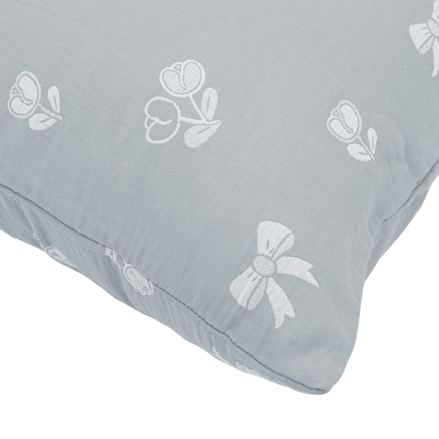2-Piece Cotton Pillowcases with Bow and Tulip Print Design for Bedroom, Soft and Cozy Bedding Set 20x26in