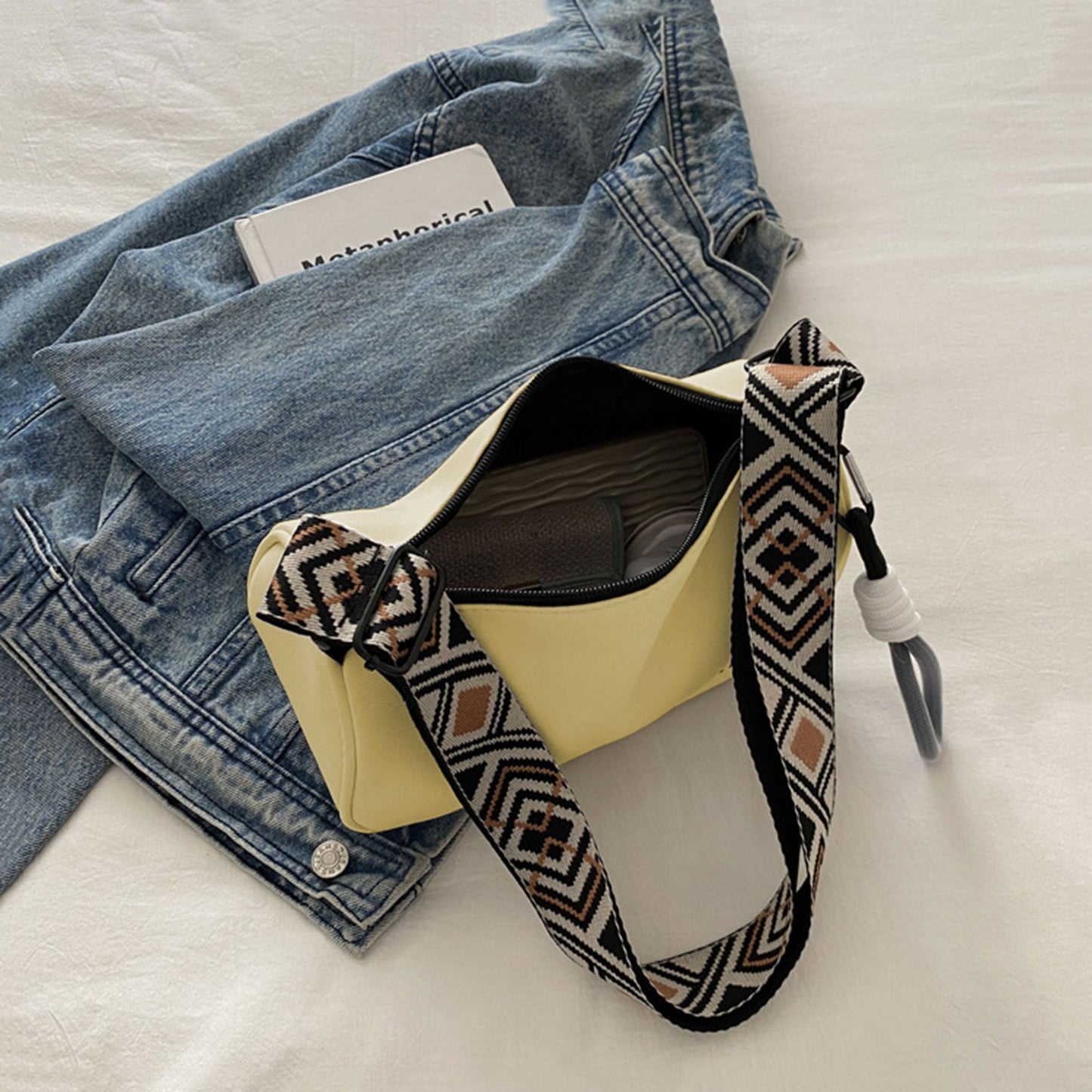 Soft Crossbody Bag - Adjustable Patterned Strap Shoulder Bag for Casual Daily & Stylish Outings